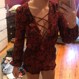 Lace up romper